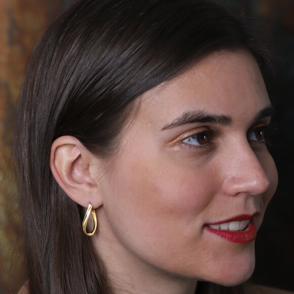 Twisted Italian Gold Hoops real 14k Earrings #36 - Picture 11 of 12